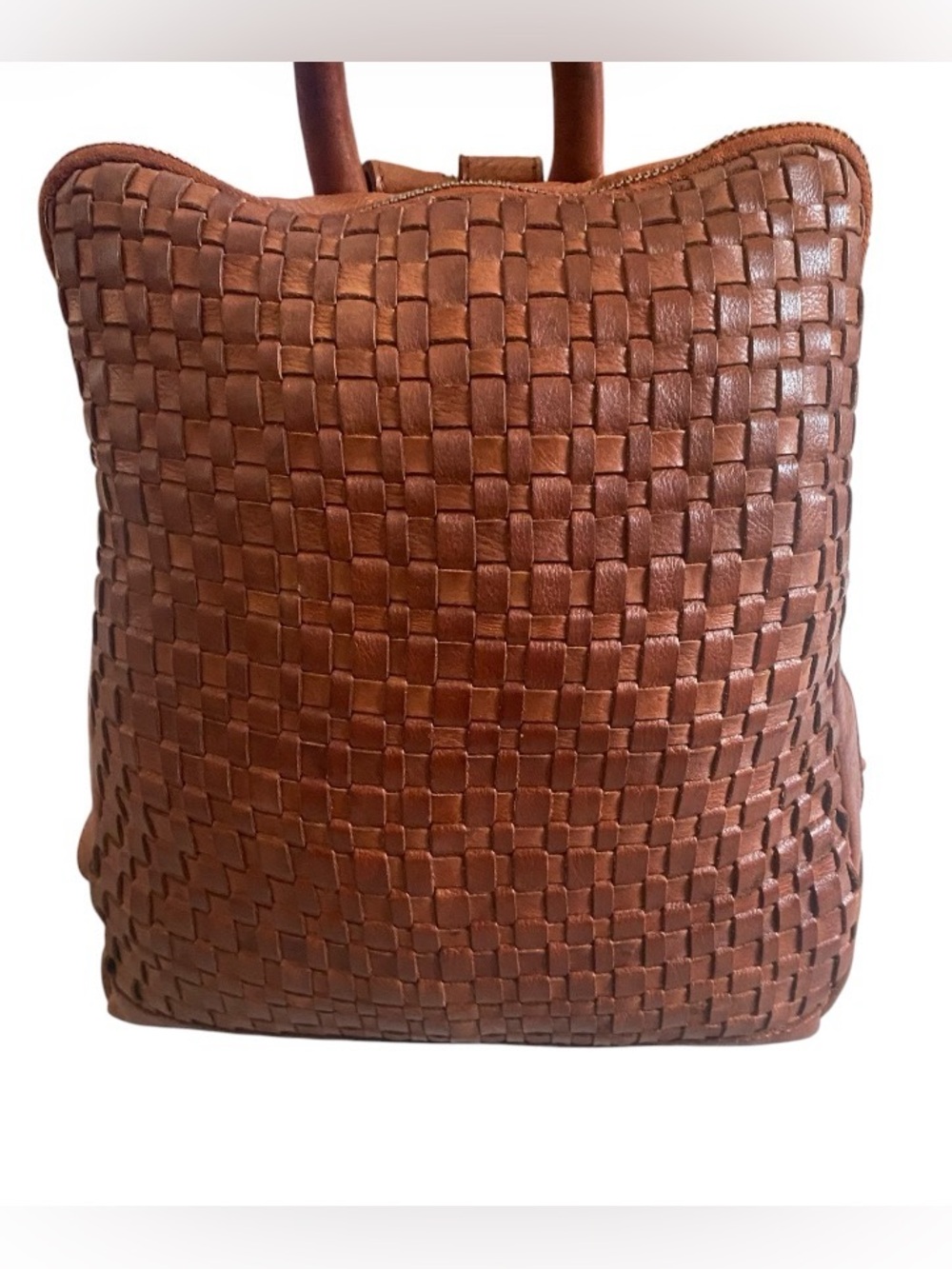 Vilenca Holland Genuine Woven Leather Backpack & Wallet Set - Brown(AS IS) - Picture 2 of 11